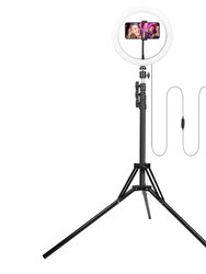 10" LED Selfie Ring Light - Dimmable, 120 LEDs, Adjustable Tripod Stand, Cell Phone Holder - Perfect For YouTube Videos/Live Streams - Black
