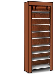 10 Tiers Diy Shoe Cabinet Dustproof Easy Assemble Tidy Shoe Rack Non-Woven Fabric Holding 27 Pair Shoes Brown - Brown