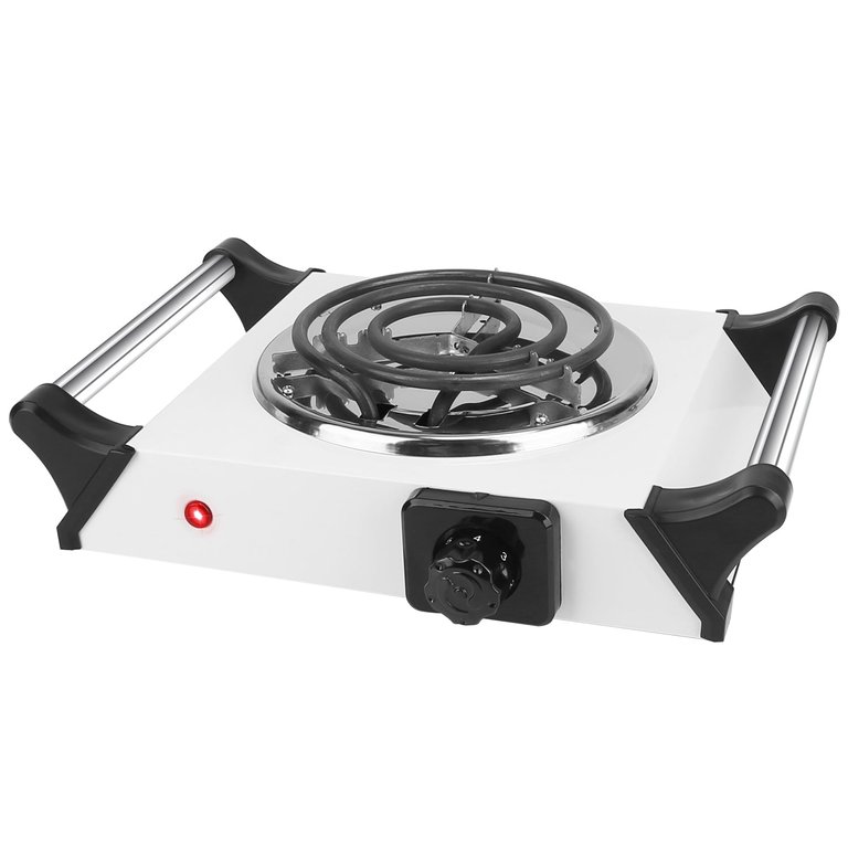 1000W Electric Single Burner Portable Coil Heating Hot Plate Stove Countertop RV Hotplate - Silver - Single