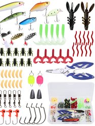 101Pcs Fishing Lures Kit Soft Plastic Fishing Baits Set Spoon Fishing Gear Tackle - Multi