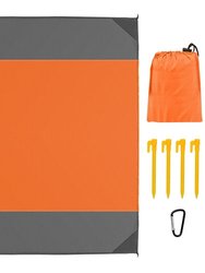 108" x 96.46" Sand Proof Picnic Blanket Water Resistant Foldable Camping Beach Mat With 4 Anchors 1 Carry Bag For 4-6 People - Orange