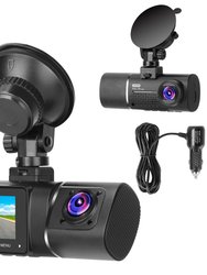 1080P Dual Lens Car DVR Dash Cam With G-Sensor, Motion Detection, Night Vision - Front & Inside Camera, Driving Recorder - Black