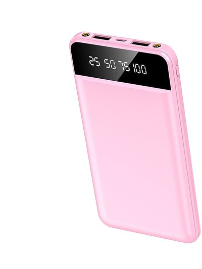 Fresh Fab Finds 10K mAh Slim Power Bank with 2 USB Ports & LED Flashlight - Pink product