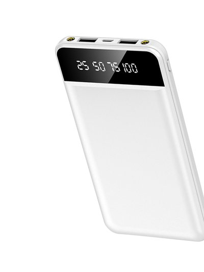 Fresh Fab Finds 10K mAh Slim Power Bank With 2 USB Ports & LED Flashlight - White product