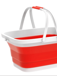 10L Collapsible Fruit Basket Vegetable Sink Basin Tub Space Saving Ice Beverage Storage Camping Picnic BBQ - Red
