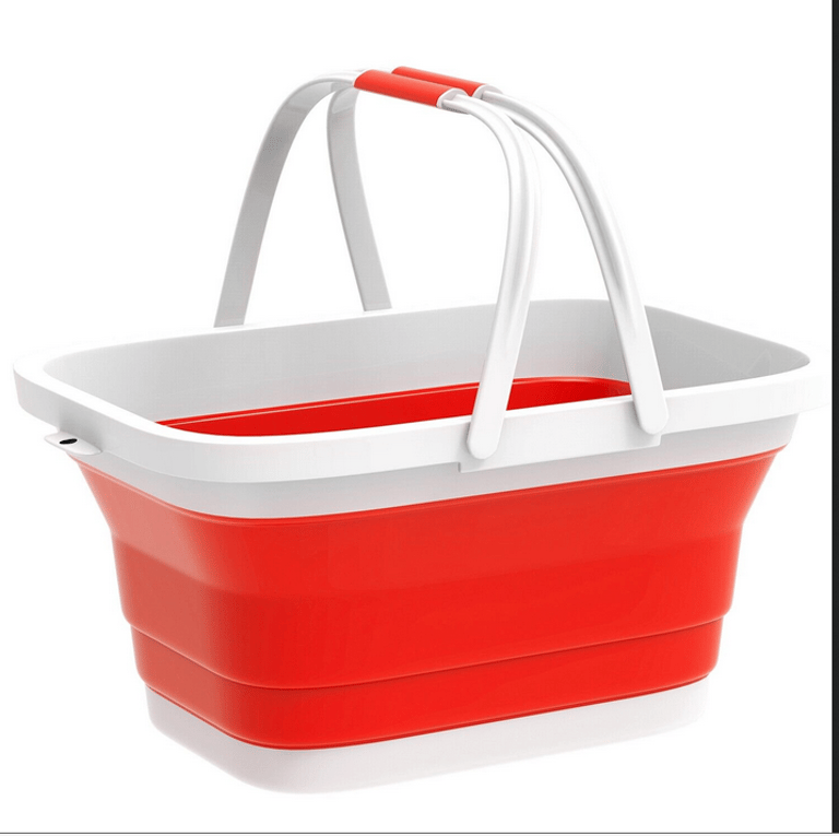 10L Collapsible Fruit Basket Vegetable Sink Basin Tub Space Saving Ice Beverage Storage Camping Picnic BBQ - Red