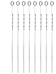 10Pcs BBQ Skewers 16" Kabob Skewers V-Shape Stainless Steel Shish Kebab Sticks Reusable Barbecue Skewers Set BBQ Grill Skewers for Meat Shrimp