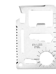 11 In 1 Stainless Steel Multi-Tool Credit Card Wallet Portable Survival Pocket Tool Beer Can Opener Knife Fruit Peeler Wrench Saw Blade - White