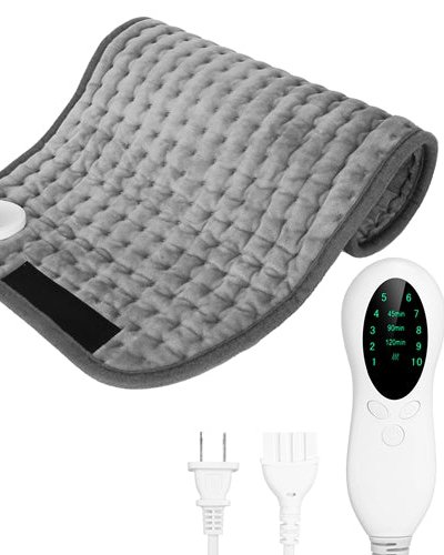 Fresh Fab Finds 11.41" x 24.41" Electric Heating Pad For Back Abdomen Shoulder With 10 Adjustable Temperature Smart Timer Setting Therapy Pain Relief Pad - Gray product
