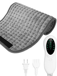 11.41" x 24.41" Electric Heating Pad For Back Abdomen Shoulder With 10 Adjustable Temperature Smart Timer Setting Therapy Pain Relief Pad - Gray