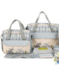 11Pcs Baby Nappy Diaper Bags Set For Mom Dad Mummy Shoulder Bags Multifunctional Diaper Handbags With Food Bag Bottle Bag Diaper Pad Burp Cloth 2 Hook - Gray