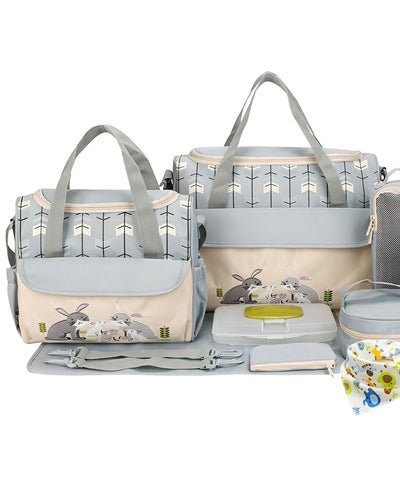 Fresh Fab Finds 11Pcs Baby Nappy Diaper Bags Set For Mom Dad Mummy Shoulder Bags Multifunctional Diaper Handbags With Food Bag Bottle Bag Diaper Pad Burp Cloth 2 Hook product