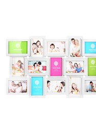 12/18 Pictures Frames Collage for Photos in 4" x 6" Glass Protection Display Wall Mounting Gallery Home Decor Kit - White