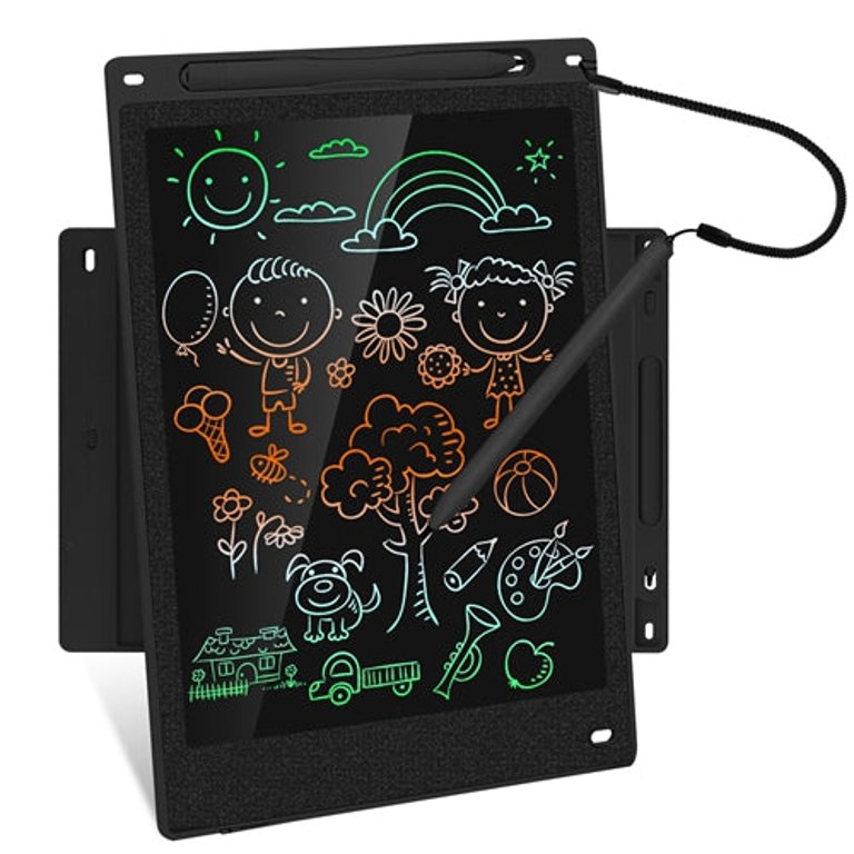 12" LCD Writing Tablet Electronic Colorful Graphic Doodle Board Kid Educational Learning Mini Drawing Pad With Lock Switch Stylus Pen - Black
