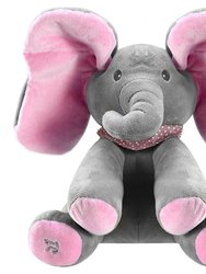 12" Stuffed Plush Elephant Doll Peek-a-Boo Elephant Animated Talking Singing Cute Elephant Baby Doll Toy for Toddlers Kids Boys Girls Gift - Pink