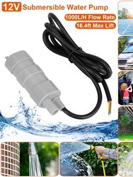 12V Submersible Water Pump With 16.4ft Max Lift 1000L/H Flow Rate For Garden Sprinklers Lawn Shower Tour Vehicles