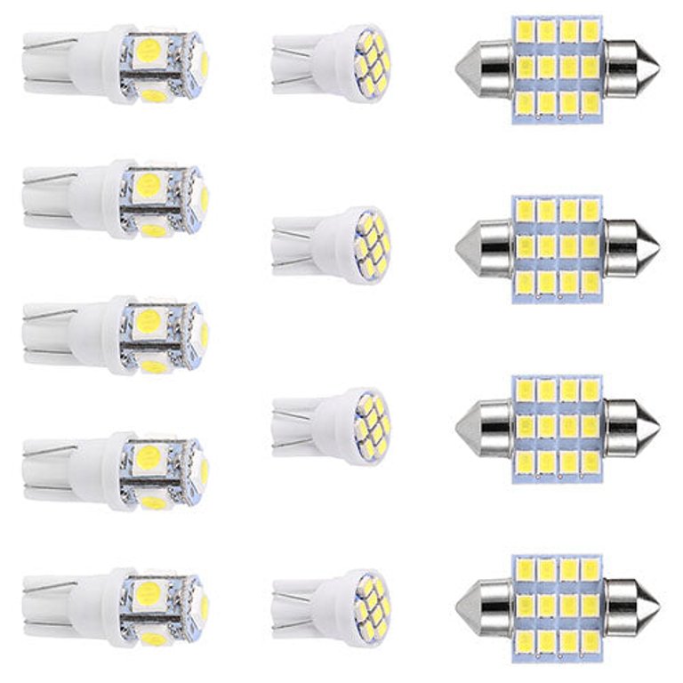 13Pcs T10 31mm Festoon LED Light Bulb Interior Dome Map LED Lights License Plate Trunk Side Positioning Lights 6000K White