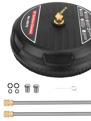 15" High Pressure Flat Surface Cleaner 4000PSI Disc Power Washer Broom With 2 Washer Extension Wands 2 x Replacement Nozzles - Black