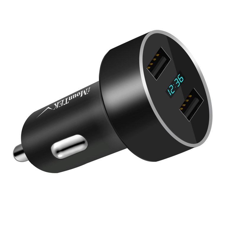 15W/3.1A Dual USB Car Charger Adapter - Fast Aluminum Alloy Charging For iPhone XR XS & Tablet PC - Black