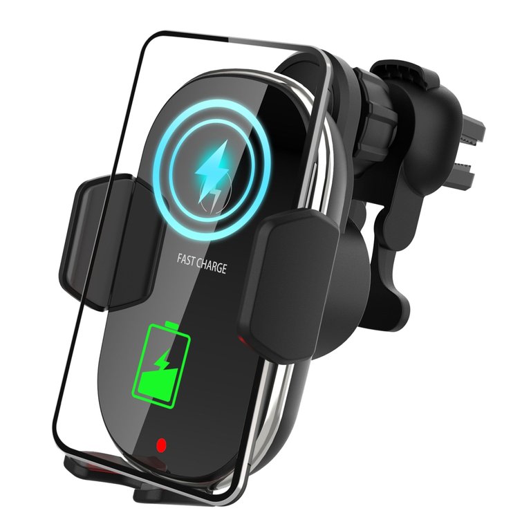 15W Fast Charge Car Wireless Phone Charger & Air Vent Mount - Fits iPhone 13/12 Pro Max - Black