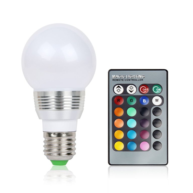 16 Color LED Bulbs - E27 3W RGB Dimmable Mood Lamp With Remote Control - Multi