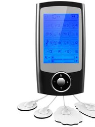 16 Mode Rechargeable Tens Unit - Pain Relief Massager With 2 Outputs And 6hrs Working - Black