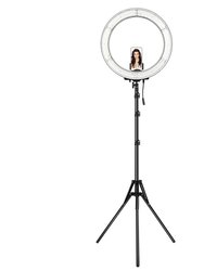 18" LED Ring Light Kit - Dimmable 55W, 3200K-5600K, With Tripod, Phone Holder, Carrying Bag