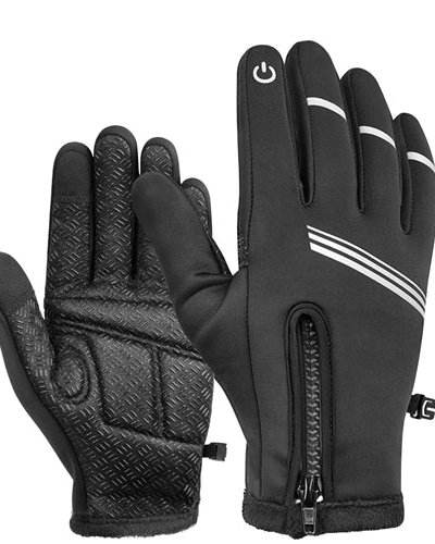 Fresh Fab Finds 1Pair Winter Gloves Touchscreen Thermal Windproof Fleece Lined Gloves For Winter Running Hiking Climbing Driving - Black - 2XL product