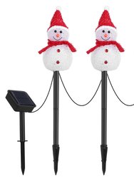 1Pc Solar Powered Lamp 3 Snowmen Outdoor Decorative Christmas Lamp