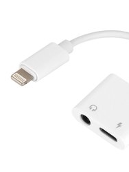 2-In-1 3.5mm Headphone Adapter Charger For I phone 13/13Pro, SE, 12/Mini/Pro, 11/Pro Max. Audio Splitter Dongle. - White