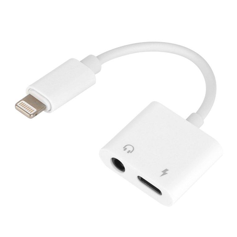 2-In-1 3.5mm Headphone Adapter Charger For I phone 13/13Pro, SE, 12/Mini/Pro, 11/Pro Max. Audio Splitter Dongle. - White