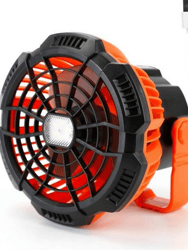2-In-1 Camping Fan /Lantern - Remote Control, USB Rechargeable, Portable Tent Fan With Hanging Hook - 2 Speeds - Orange