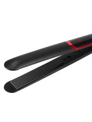 2-In-1 Hair Straightener/Curling Iron | Ceramic Plate | LCD Display | Temperature Adjust | Glove - Black