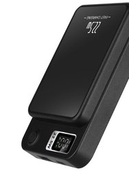 2-in-1 MagSafe Power Bank: 10,000mAh PD20W Fast Charger For I phone 14 Series & More. Wireless Charging & Magnetic feature Included. - Black