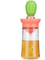 2-In-1 Oil Dispenser: Glass Cooking Bottle With Dropper & Brush - Silicone, Measuring Container - For Kitchen, Baking, BBQ - Green