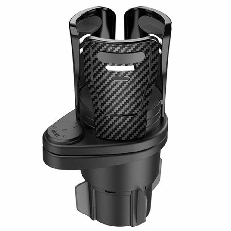 2-In-1 Universal Car Cup Mount Holder Expander With Adjustable Base Multifunctional Auto Drink Beverage Cup Holder Adapter Insert Organizer - Black