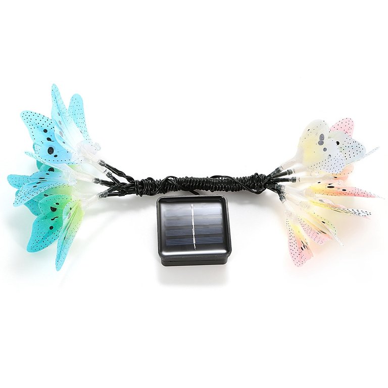 2 Pack Solar Powered String Lights 3.8m/12.48Ft 12 LEDs Butterfly Lights