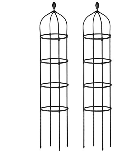 Fresh Fab Finds 2 Packs Garden Obelisk Trellis 5.9FT Plants Tower For Climbing Plants Flower Vegetable Vine Support Rustproof Garden Plant Trellis Black - Black product