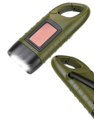 2 Packs Hand Crank Solar Powered Flashlight 3 LED Emergency Light Solar Torch For Camping Climbing Outdoor Activity - Green