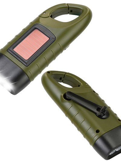 Fresh Fab Finds 2 Packs Hand Crank Solar Powered Flashlight 3 LED Emergency Light Solar Torch For Camping Climbing Outdoor Activity - Green product