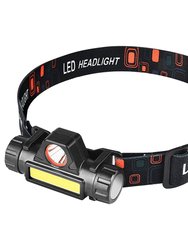 2 Packs Rechargeable Headlamp IPX4 Waterproof Headlight Flashlight Hand-Free Head Torch For Fishing Camping Hiking Running - Black