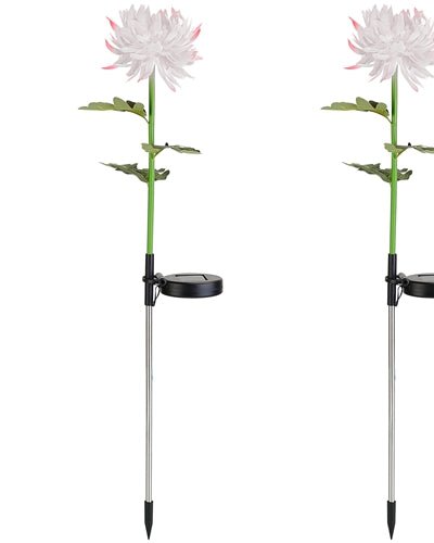 Fresh Fab Finds 2 Packs Solar LED Chrysanthemum Lights Solar Powered Garden Flower Stake Lamp Waterproof Landscape Decorative Light For Garden Patio Yard - White product