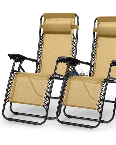 Fresh Fab Finds 2 Packs Zero Gravity Lounge Chair With Dual Side Tray 330lbs Load Foldable Recliner Chair product