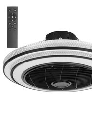 20.5in Ceiling Fan w/Light, 30W LED, 3-Fan Speed, Remote Control & Timer APP - Round Pendant Fan Lamp - Black