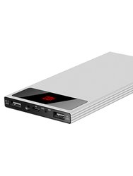 20K mAh Power Bank - Ultra-thin, Dual USB Ports, Flashlight, Battery Display - Silver