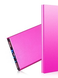 20K mAh Ultra-thin Power Bank: Dual USB, Phone Charger - Hot Pink