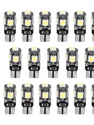20Pcs T10 SMD5050 LED Light Bulbs 6000K Wedge Light Lamps Dome Map License Plate Car Interior Festoon Lights Kits