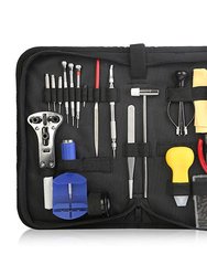 21 PCS Watch Repair Tool Kit Hand Link Remover Watch Band Holder Case Opener With Free Carrying Case - Black