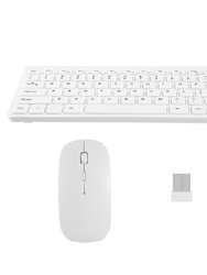 2.4GHz Wireless Keyboard Mouse Combos with USB Receiver - Notebook Laptop Mac PC TV - Office Supplies - White