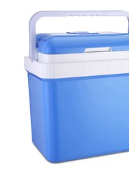 24L Portable Car Cooler 12V Refrigerator - Travel Cooling & Warm Fridge Box for Car/Home - 24L Capacity - Blue